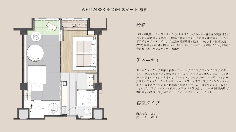 ルスツリゾートホテル＆コンベンション 事前決済限定【特別室サウナ付】ウェルネススイート／洋室ツイン（食事なし）1泊のみプラン