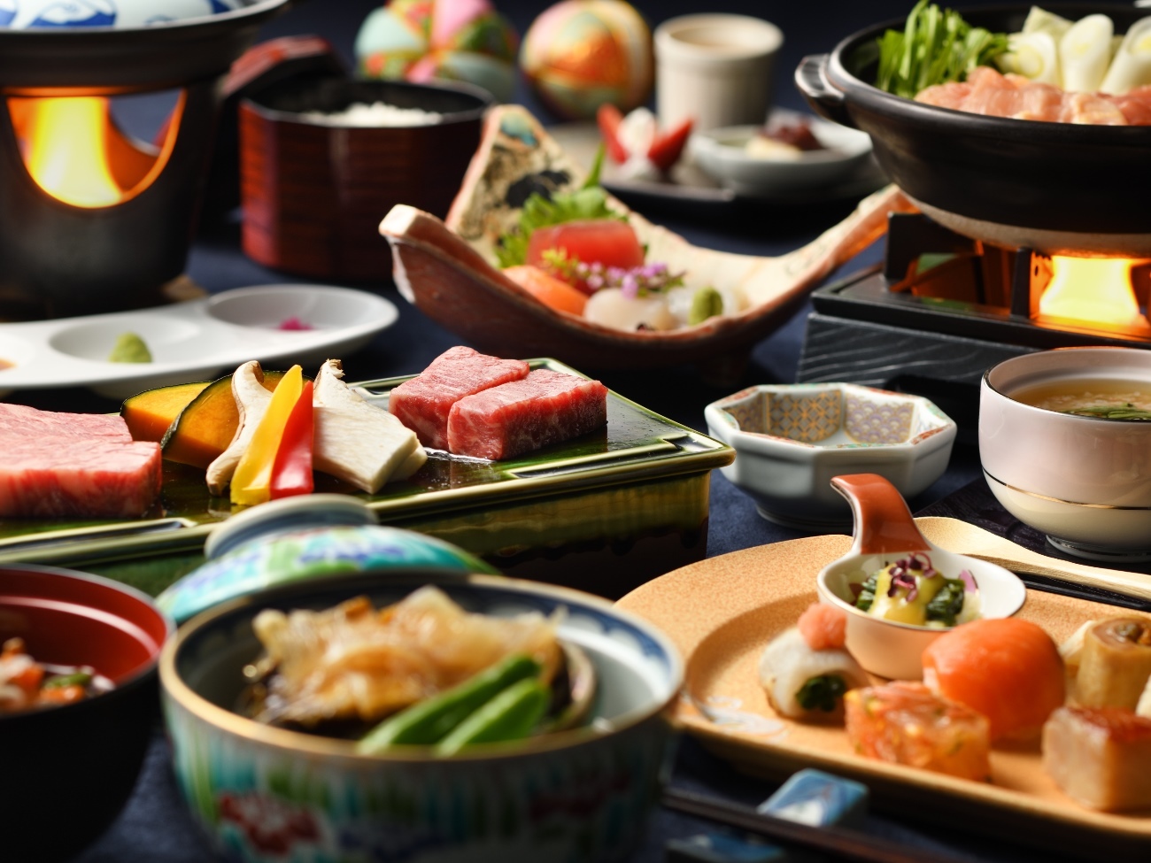 縄文のふる里　大湯温泉　ホテル鹿角 人気No1プラン！「かづの牛と秋田牛」の食べ比べ＆選べる「お鍋」♪郷土の味覚も満載～「来満コース」