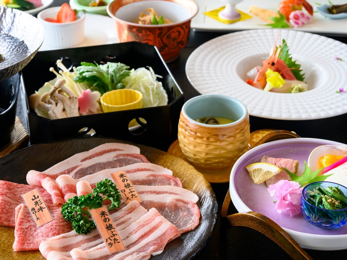 ホテルシンフォニーアネックス 【基本プラン】山形牛＆米の娘豚しゃぶしゃぶ食べ比べ会席