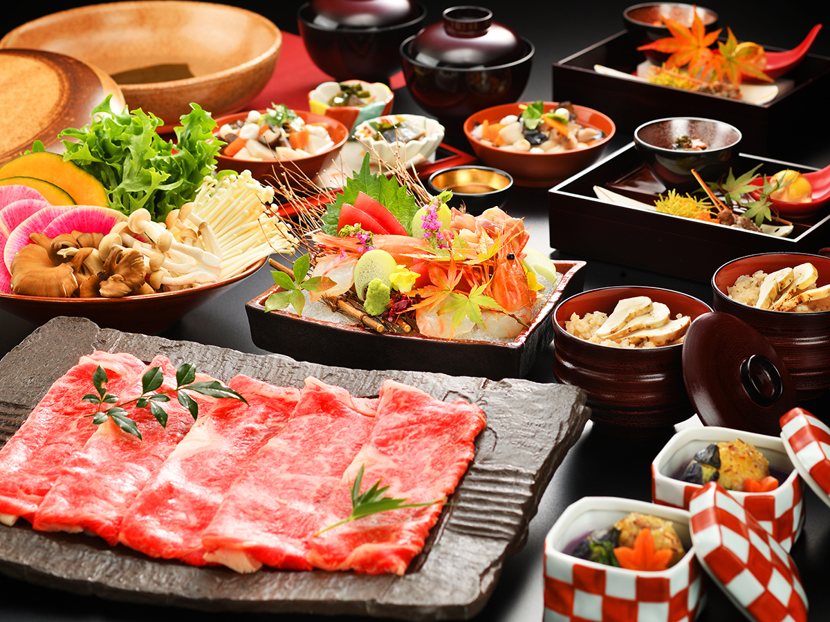 今昔亭 ■今昔亭特選牛和食膳 -竹-■人気No1 ！料理長特選牛を「しゃぶしゃぶ」と「たたき」で堪能【個室会場食】