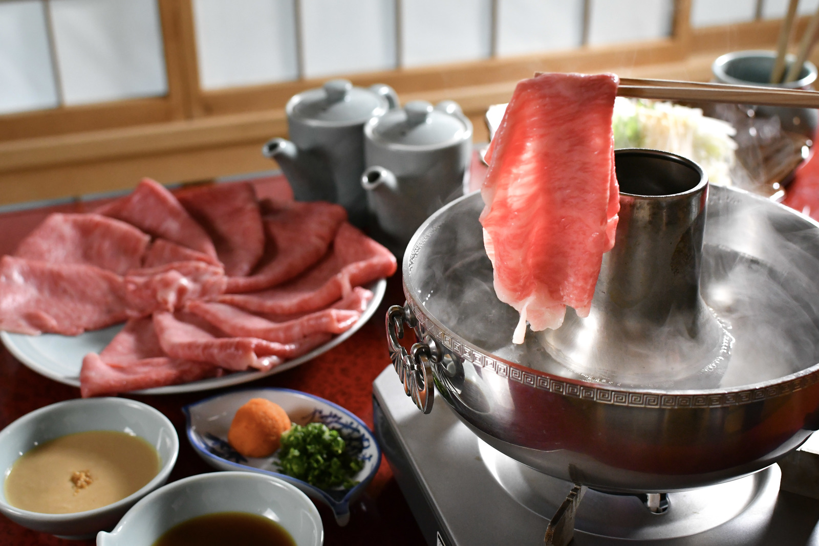 那須温泉山楽 【お野菜たっぷりでヘルシー】　しゃぶしゃぶ会席プラン　-自家製のポン酢とごまだれで-