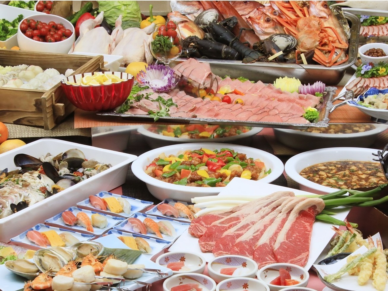 源泉湯の宿　松乃井 ステージキッチンでおもてなし！新鮮作りたてビュッフェ