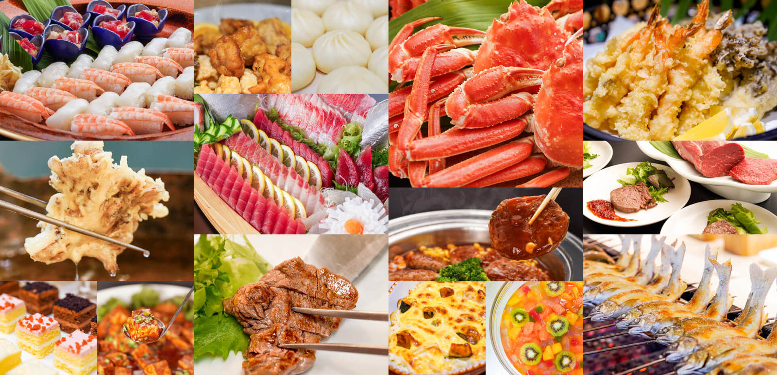 ホテル天坊 カニ食べ放題！！和洋中 約50種類が食べ放題のバイキング★味覚の旅をライブキッチンで♪