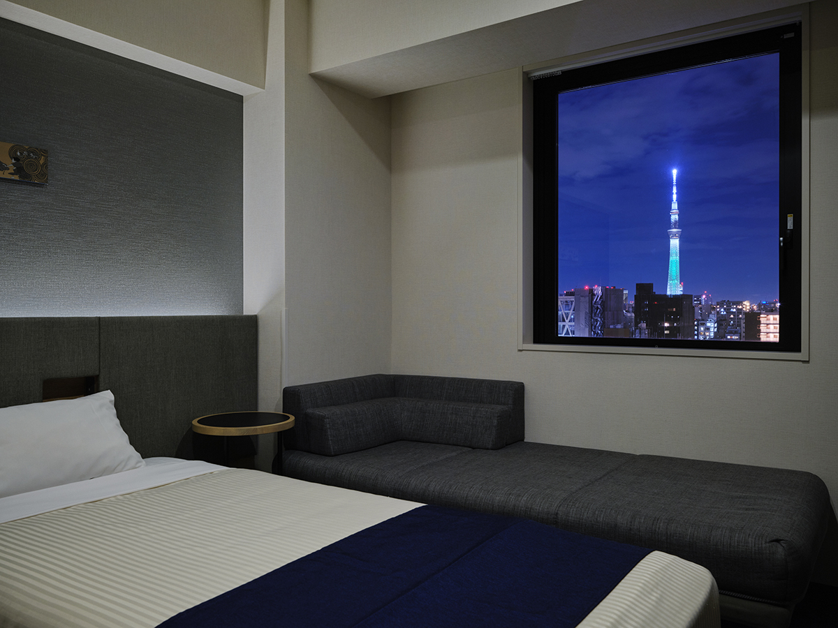 hotel MONday Premium 上野御徒町 デラックスツインソファベッド付
※一部客室からの眺望