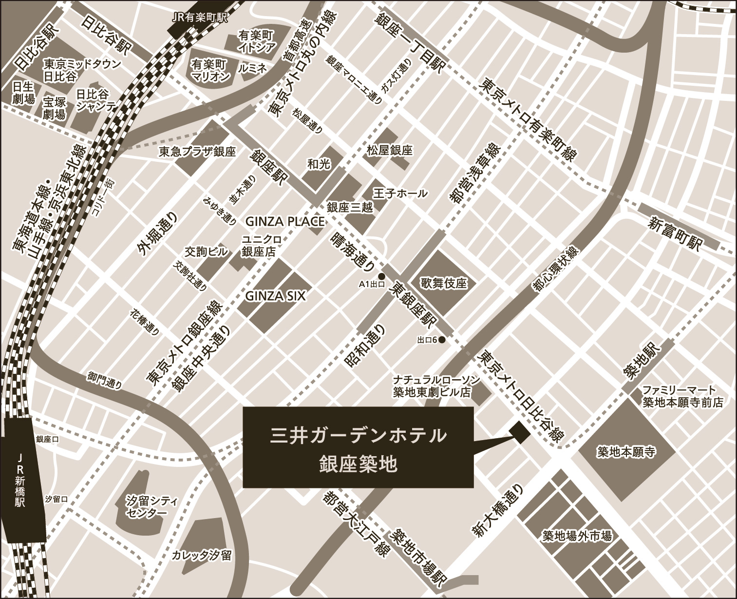 三井ガーデンホテル銀座築地 地図