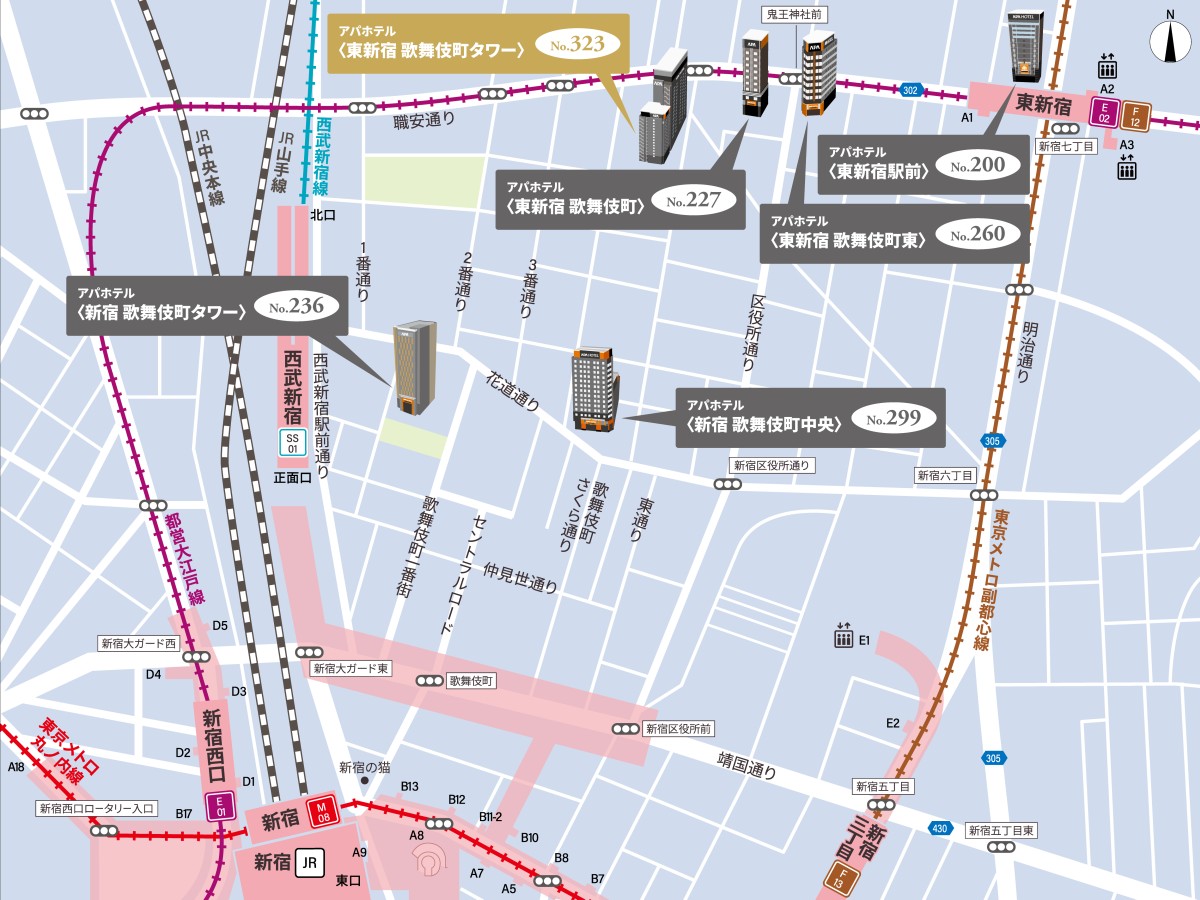 アパホテル〈東新宿 歌舞伎町タワー〉 地図
