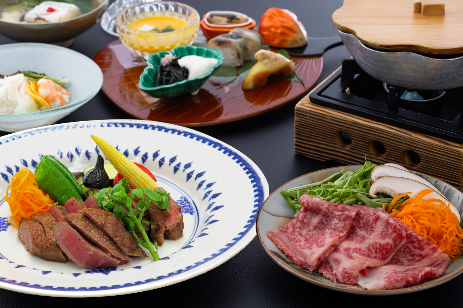 まつさき 【特撰和牛ヒレ懐石】二極の贅沢！極上ヒレステーキとロースしゃぶしゃぶの誘惑～旬彩と和牛の饗宴～