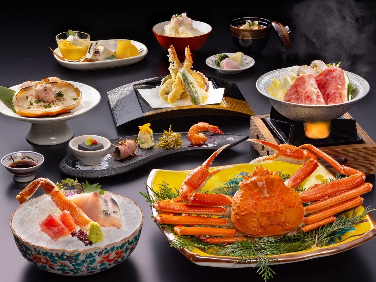 かがり吉祥亭 【ズワイ蟹会席】たっぷり蟹尽くし1.5杯のズワイ蟹　10種の天婦羅食べ尽くし＆飲み放題　冬のイチオシ