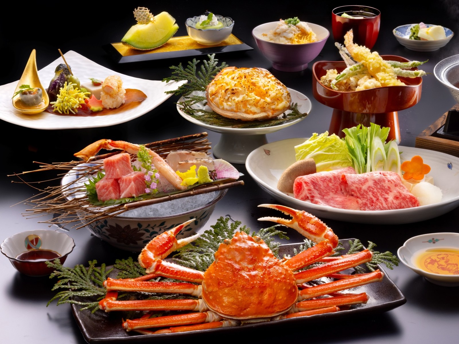 かがり吉祥亭 早期60【ズワイ蟹会席】1.5杯ズワイ蟹を味わう～姿ガニ・蟹お造り・黒毛和牛みぞれ鍋＆天婦羅食べ放題