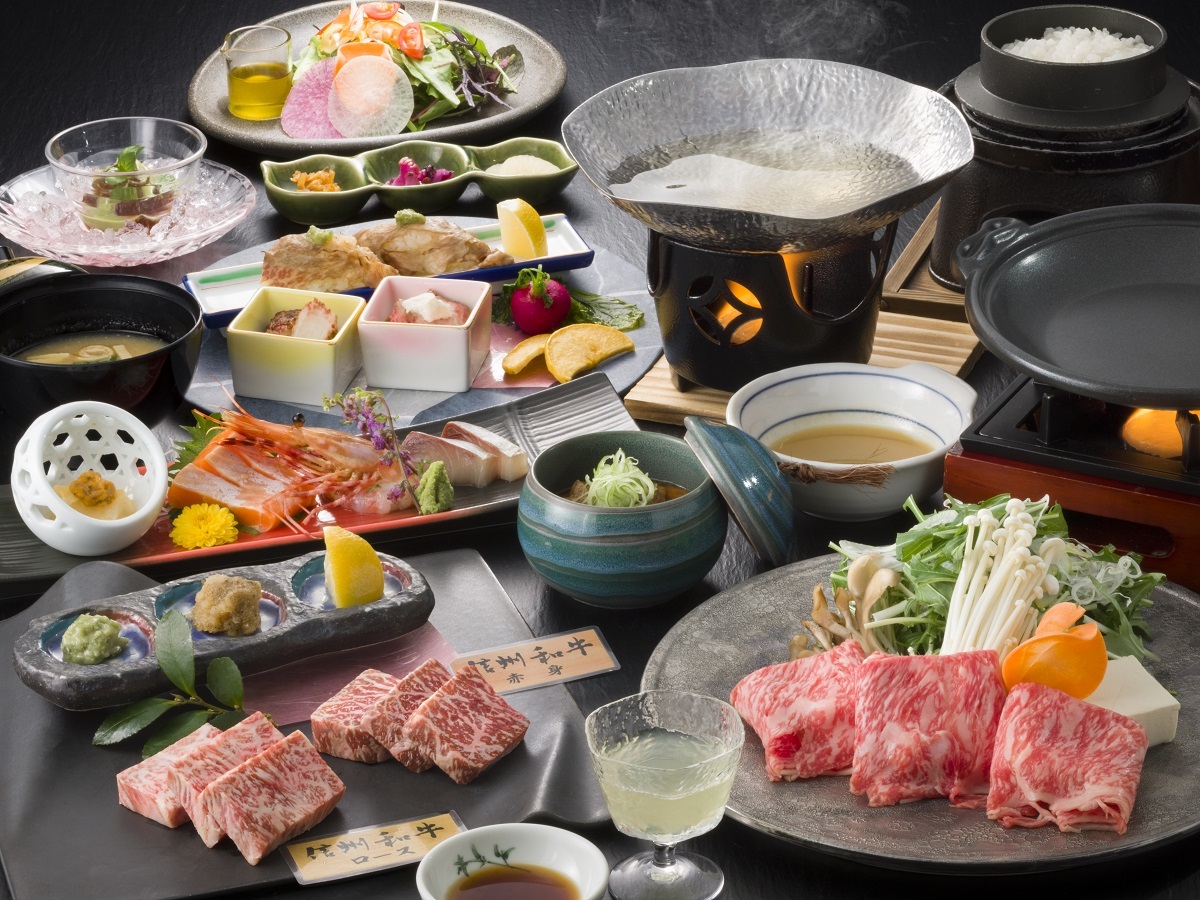 美ヶ原温泉　翔峰 【iAEON】【特選和牛陶板焼き×信州牛しゃぶしゃぶ×牛握り寿司】≪特選和牛尽くし特別会席≫