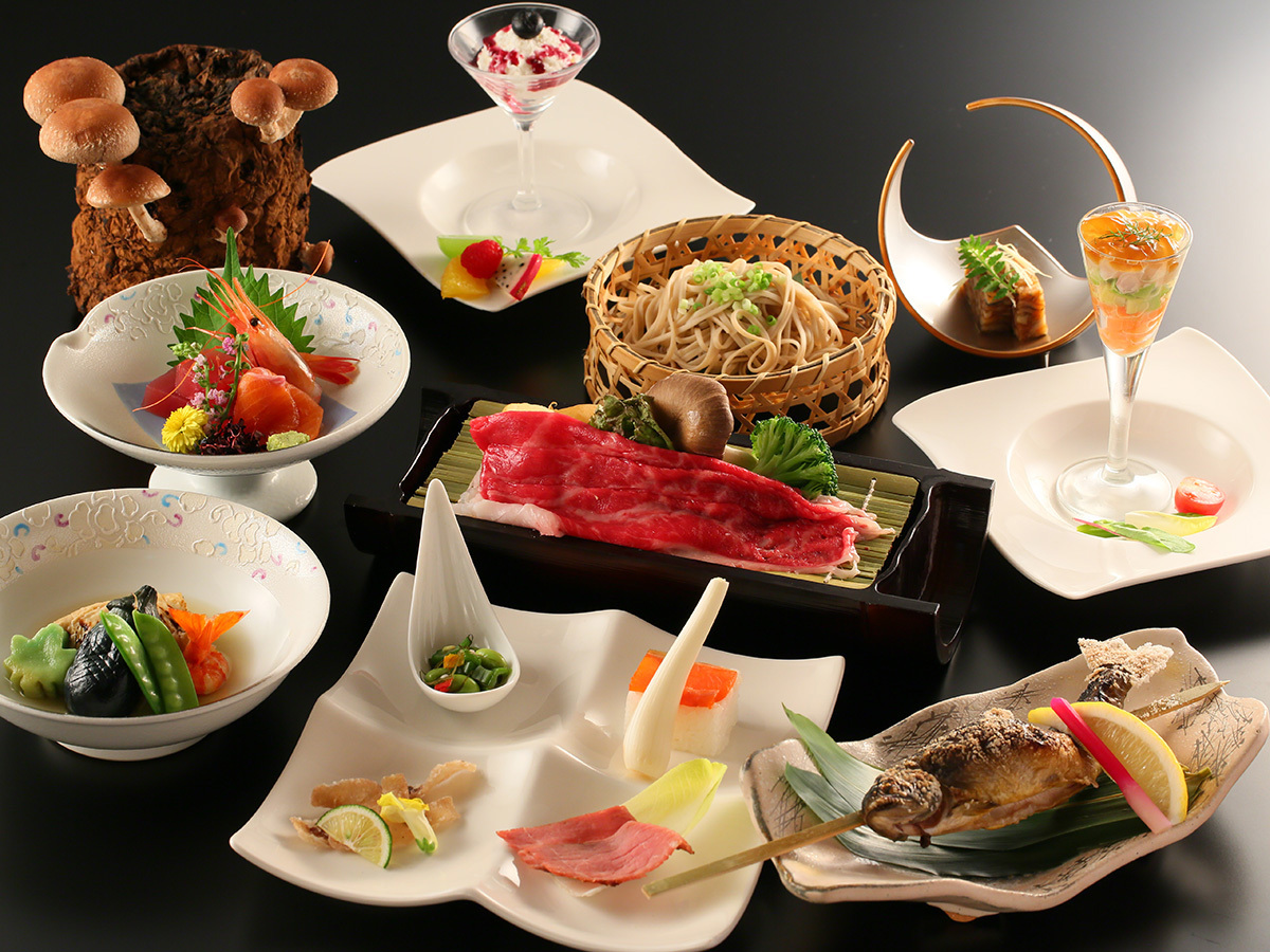一茶のこみち美湯の宿 【夕食のみ】手もぎ椎茸付き会席と温泉を満喫★翌朝はご予定に合わせて