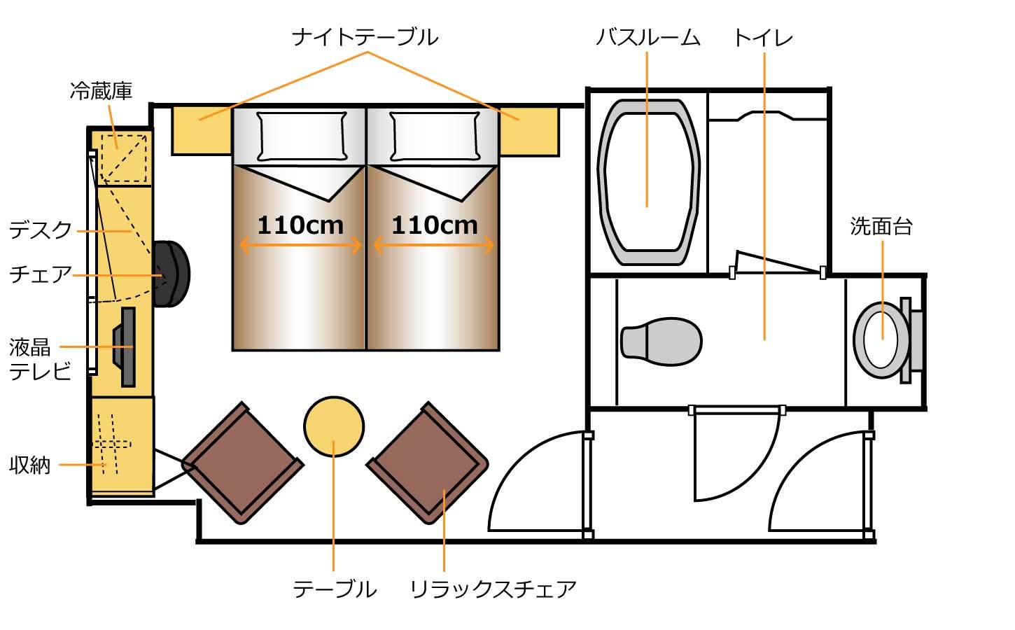 スパホテル アルピナ 飛騨高山 デラックスハリウッドルーム間取り図