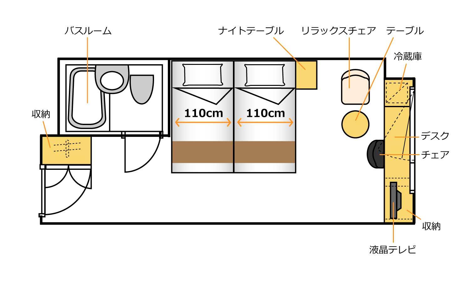 スパホテル アルピナ 飛騨高山 ハリウッドルーム間取り図