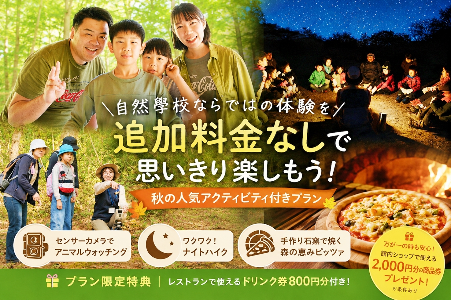 トヨタ白川郷自然學校 【秋限定】自然學校の人気アクティビティを追加料金なしで満喫！とことん森遊びプラン