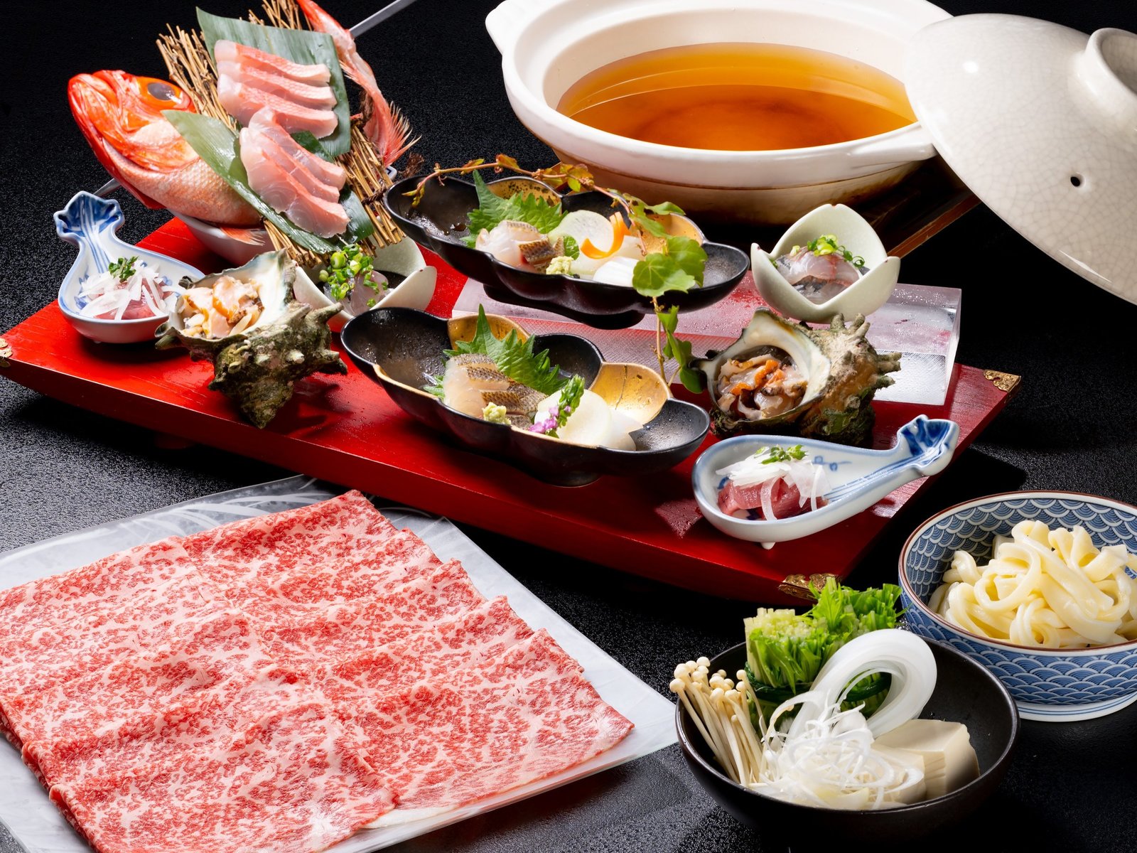 リゾーピア熱海 【お食事は後半席】《2食付き》海の幸いっぱい「海宝盛り」と黒毛和牛のしゃぶしゃぶを堪能