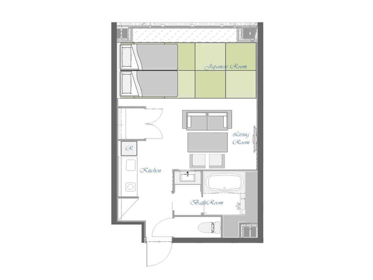 KOKO HOTEL Residence 京都 二条城 デラックスジャパニーズ平面図