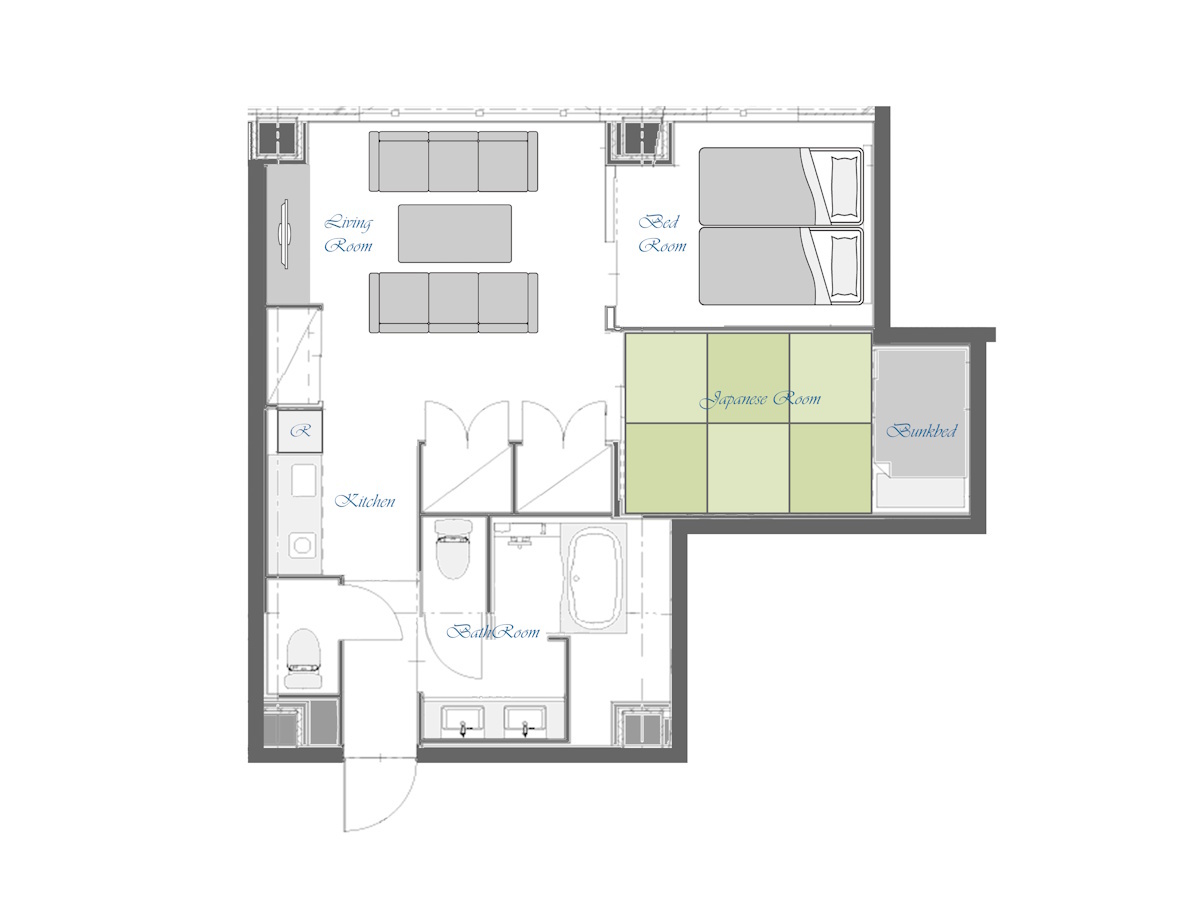 KOKO HOTEL Residence 京都 二条城 プレミアジャパニーズルーム平面図