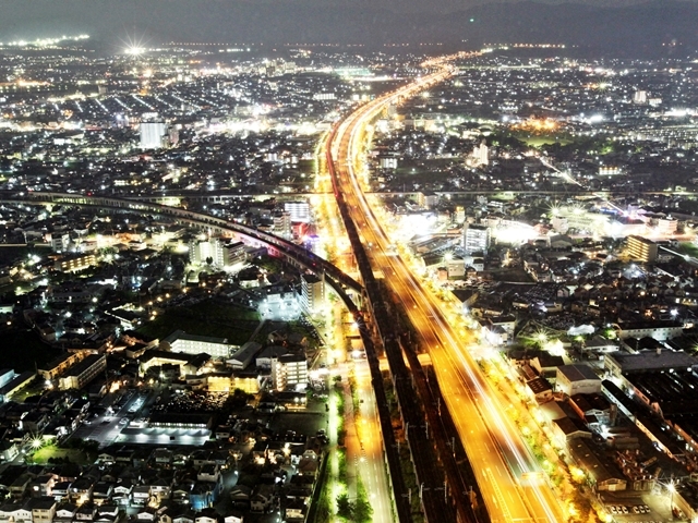 スターゲイトホテル関西エアポート 西側泉佐野市街地方面の夜景イメージ