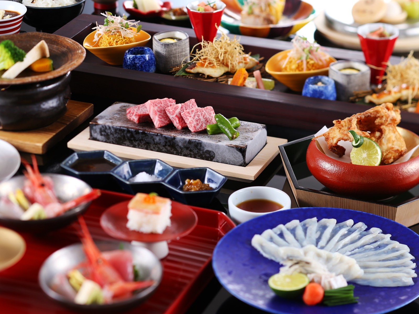 山陰湯村温泉　湧泉の宿　ゆあむ 【期間限定/2大グルメ】但馬とらふぐ2品×但馬牛陶板焼き60g×創作会席