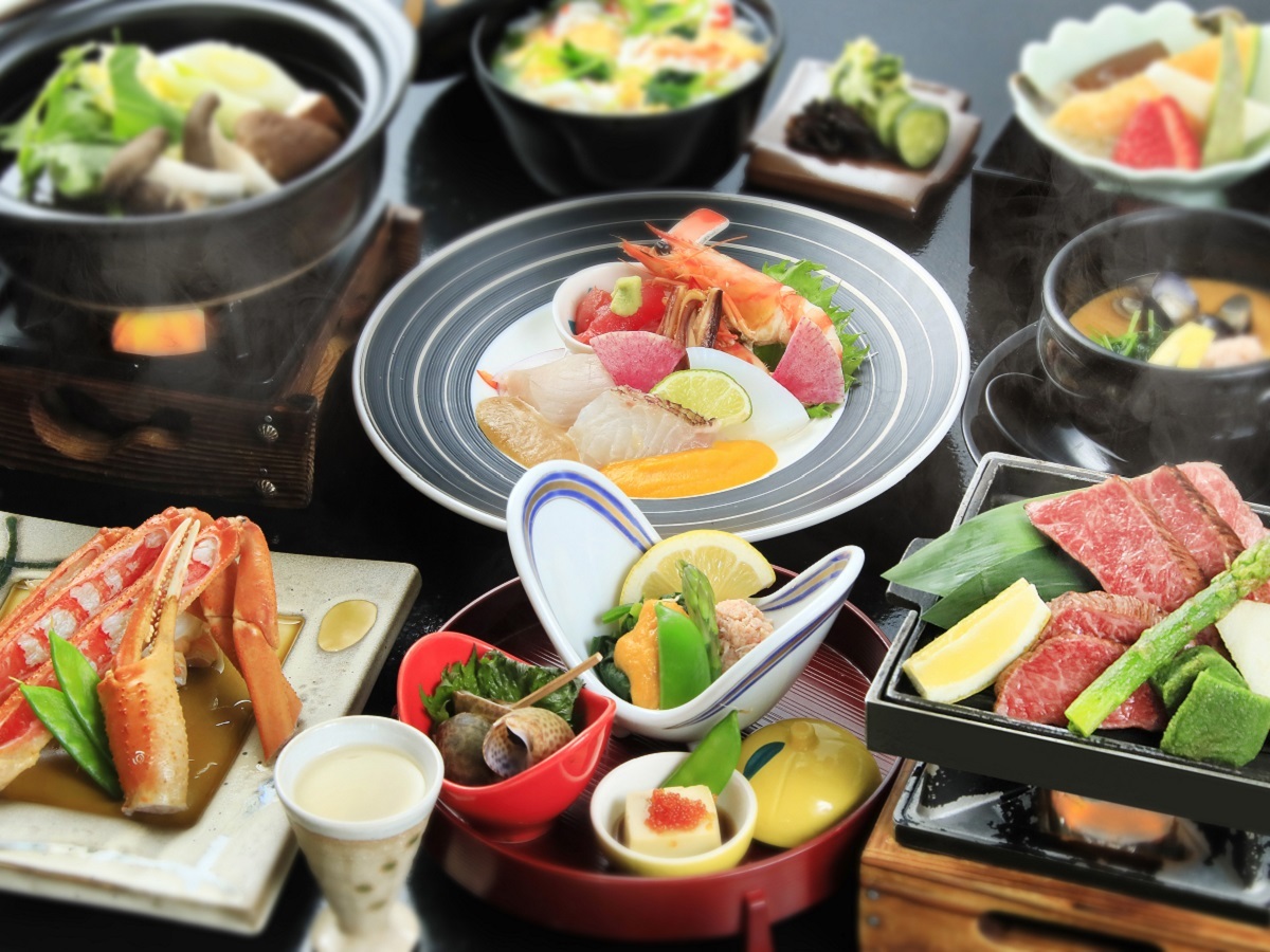 皆生風雅 【迷ったらこれ】牛×カニでグルメ旅を満喫／美肌成分豊富な温泉でリラックス＜■牛蟹会席＞