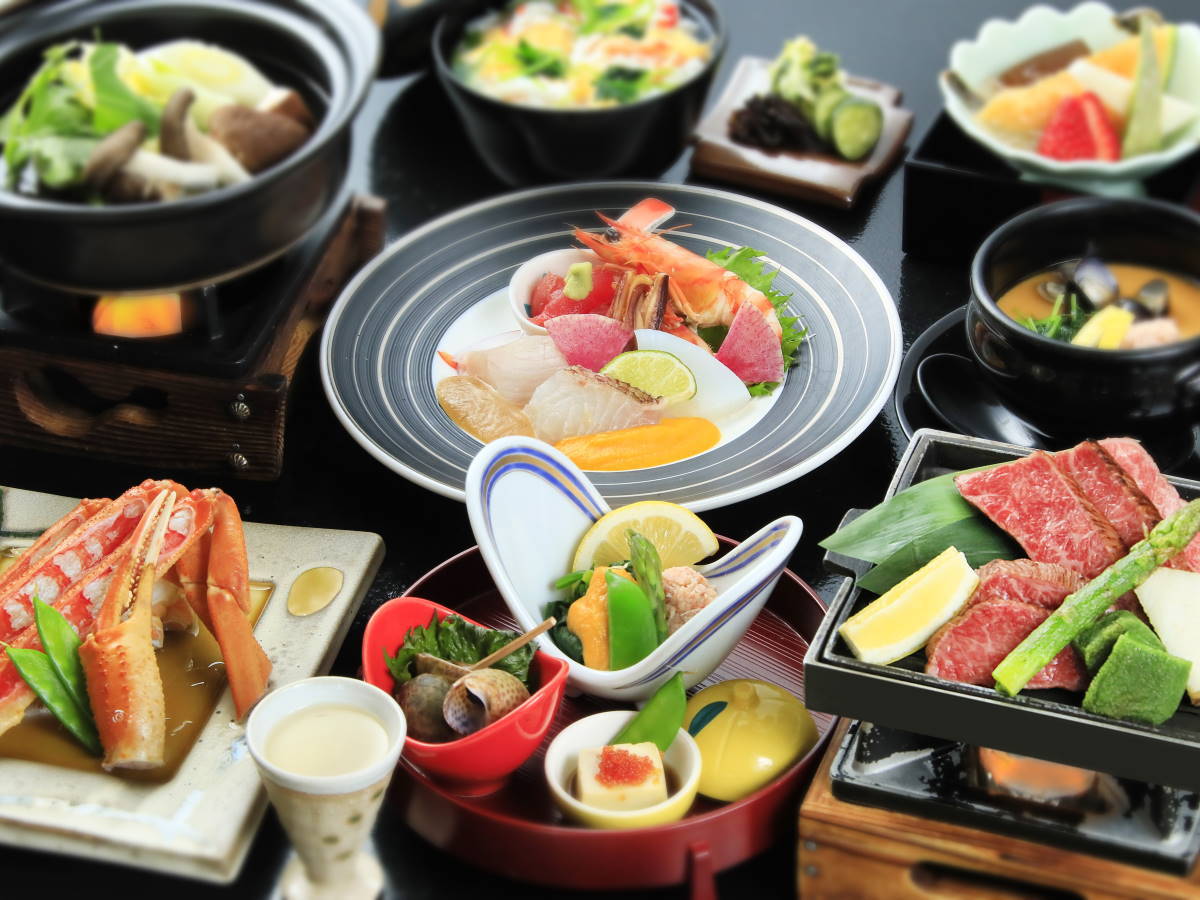 皆生風雅 【タイムセール×牛蟹会席】山陰産和牛とカニを味わう！皆生風雅で食を満喫＜●牛蟹会席＞