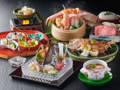 三朝薬師の湯 万翆楼 【極み会席】★★★贅を極めた鳥取名産づくし ≪のどぐろ、蟹、モサ海老、鳥取和牛≫
