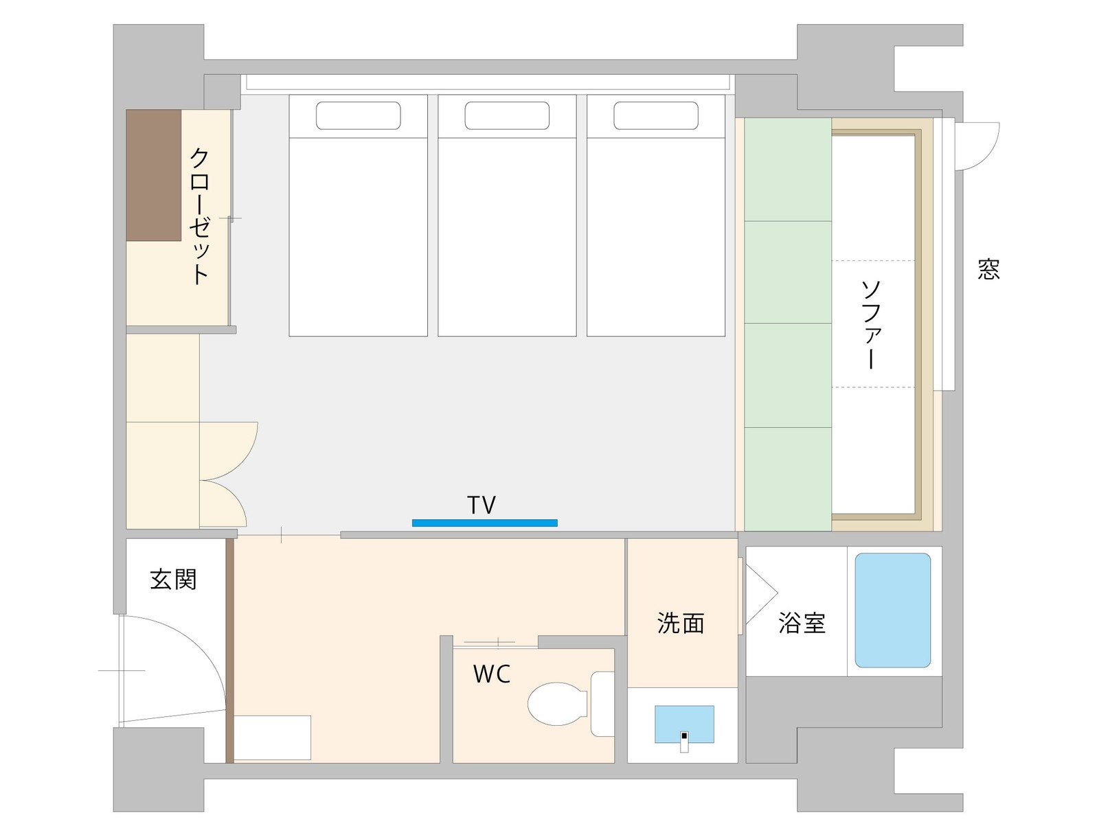 萩本陣 スーペリアトリプル間取り