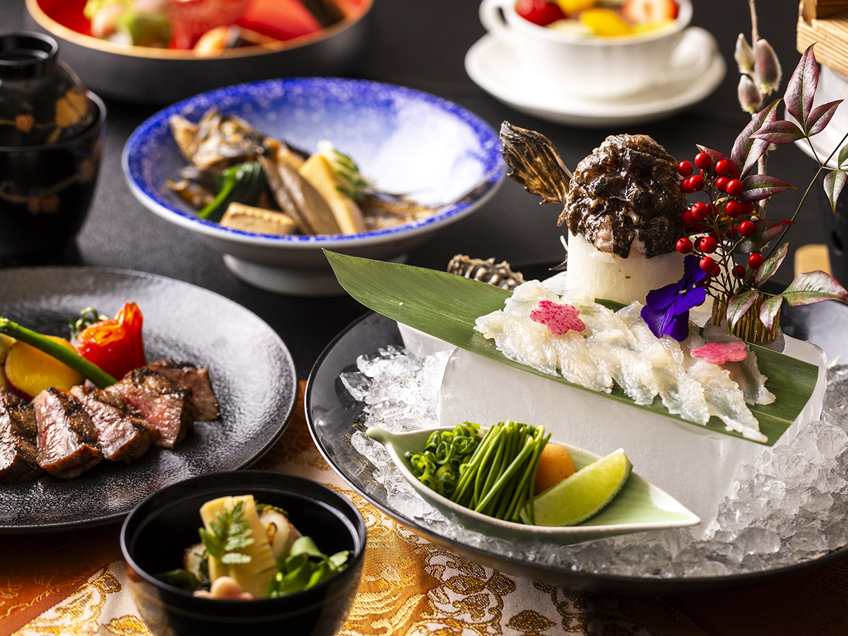 錦帯橋温泉　岩国国際観光ホテル 【料理長特選／美食会席】＜新鮮な瀬戸内の幸と、旨みあふれる高森牛＞ どちらも食せる、贅沢グルメ会席
