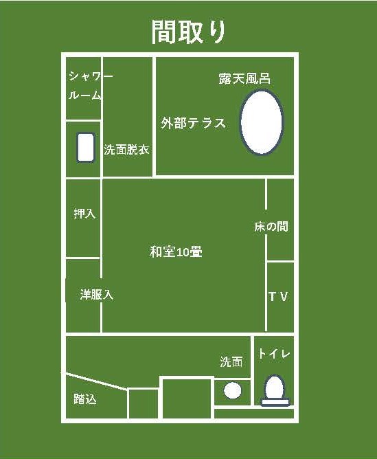ことひら温泉　琴参閣 間取り図　讃水館　4階露天風呂付客室