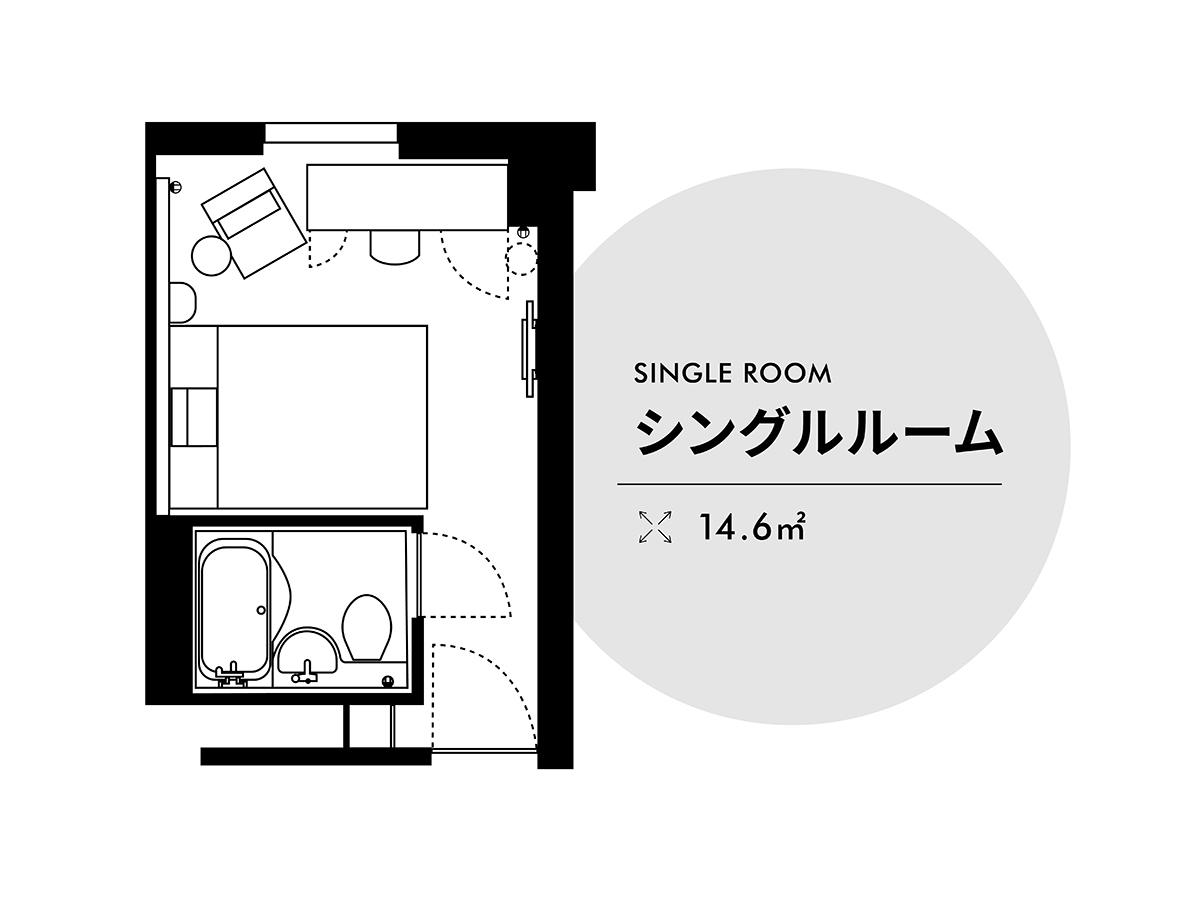 西鉄ホテルクルーム博多 シングル 14.6平米