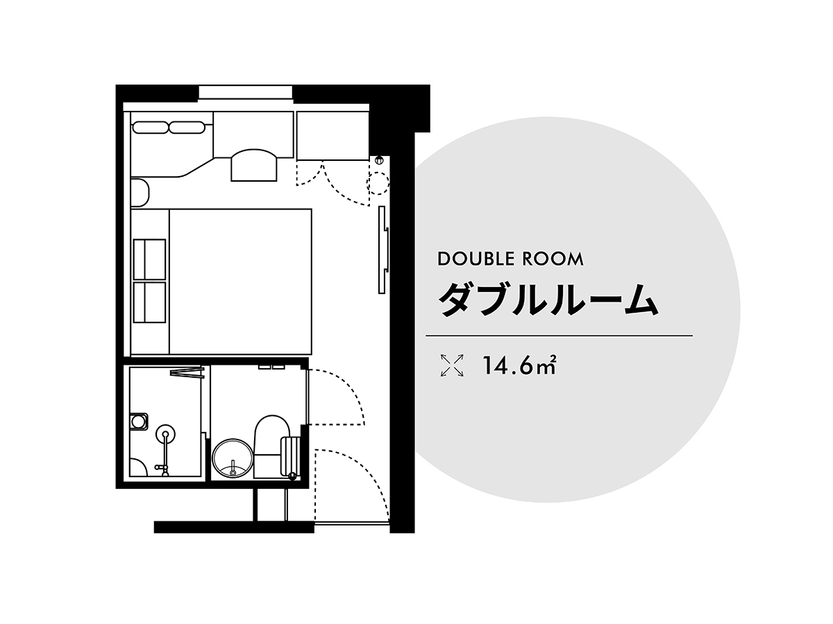 西鉄ホテルクルーム博多 ダブルルーム14.6㎡