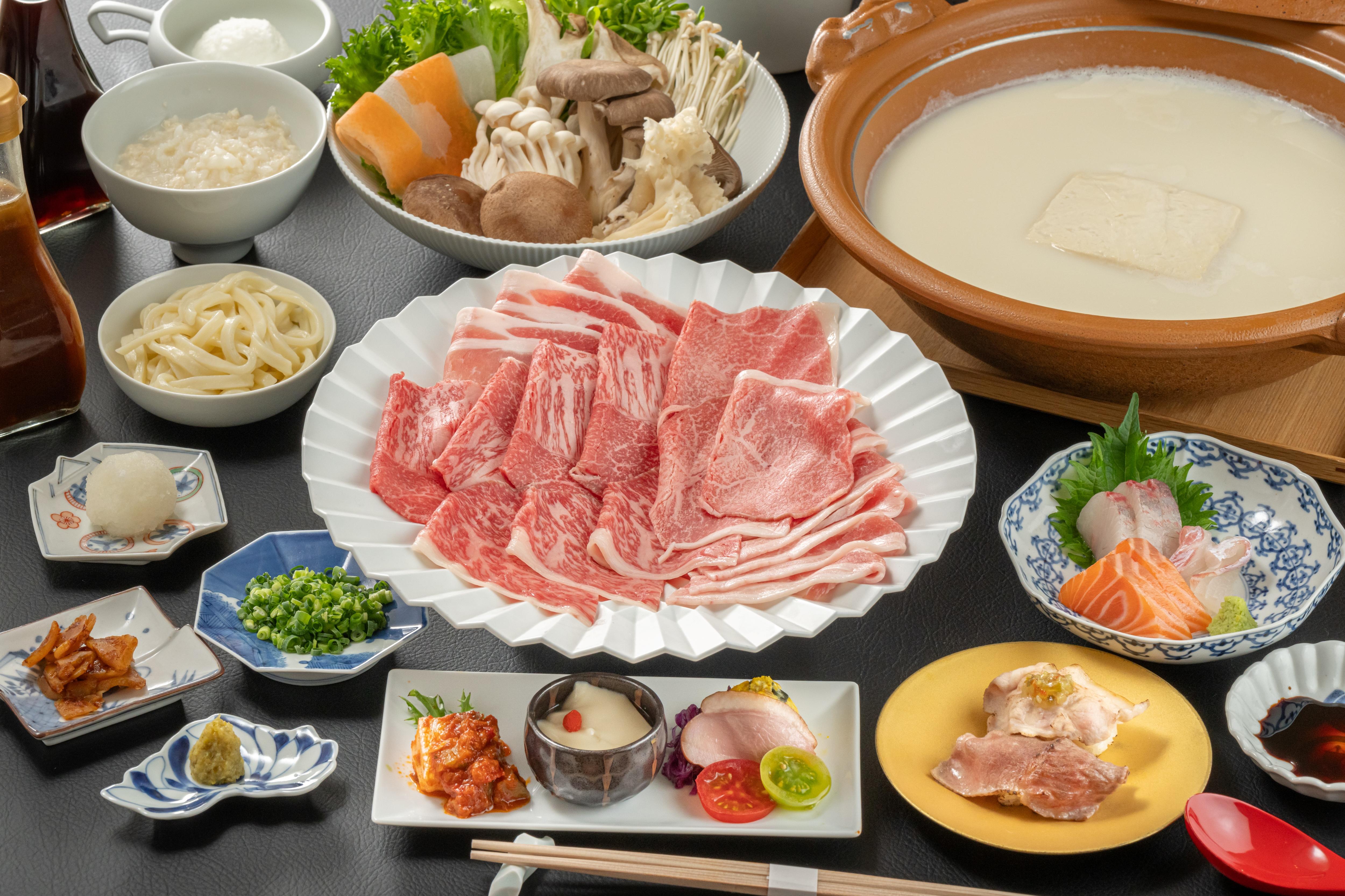 和多屋別荘 【ワンランク上の贅沢】人気No.1！温泉湯豆腐スープで味わう特選佐賀牛＆厳選若楠豚しゃぶしゃぶプラン