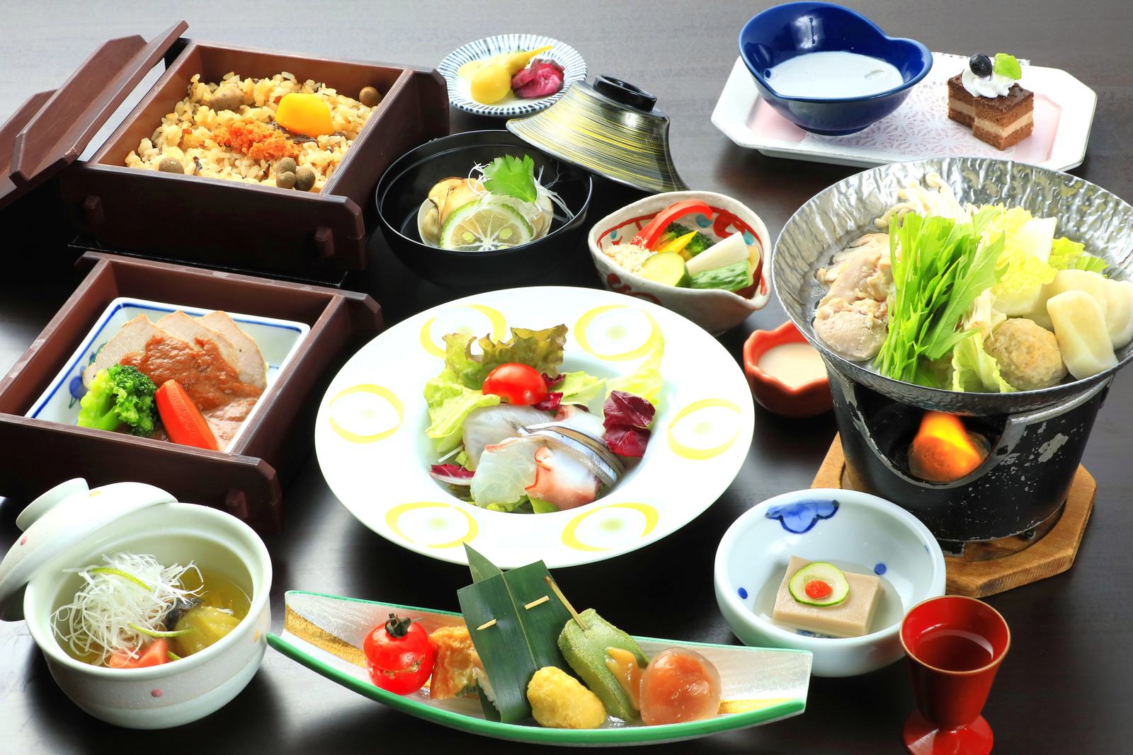 ゆとりろ山鹿 【基本会席★日輪】迷ったら基本会席がおすすめ！旬の地のものを使ったお食事と、山鹿自慢の美人の湯を満喫