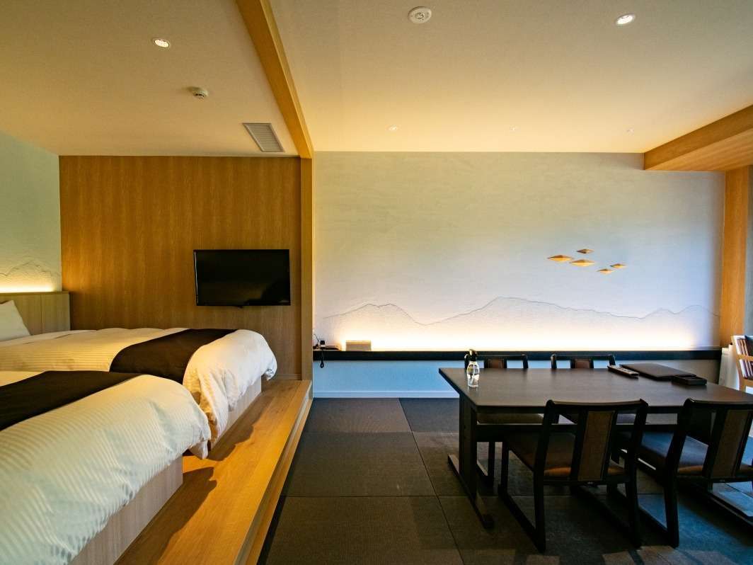 瀬の本高原ホテル 和モダンな造り。部屋の中から自然を感じることができます。