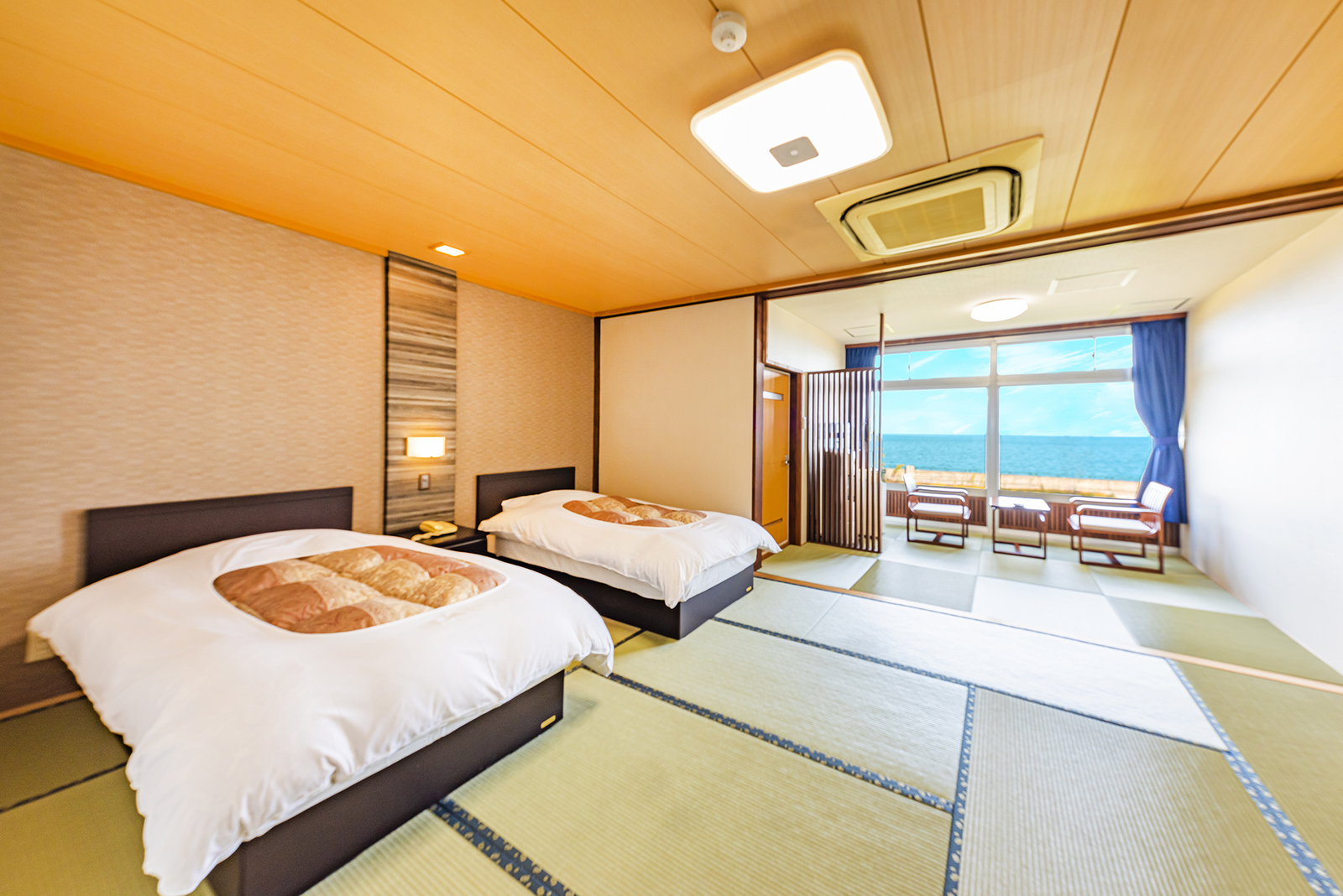 海乃ホテル はじめ(旧 海薫る宿ホテルニュー松実) 和室ツインベッド（海側）