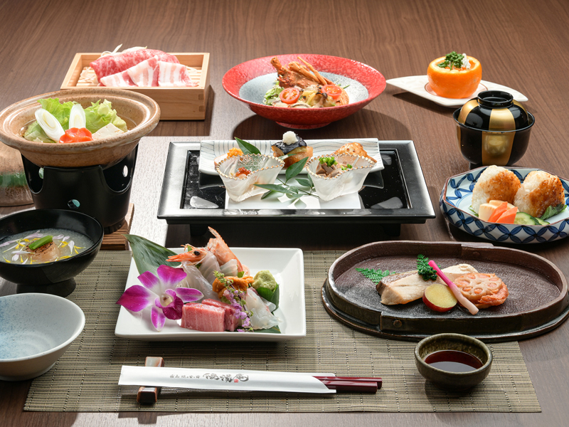 霧島美人の湯　優湯庵 【特選会席】＜朝夕食付：食事処＞お食事と源泉掛け流し天然温泉を楽しむ贅沢プラン―朝夕食付―