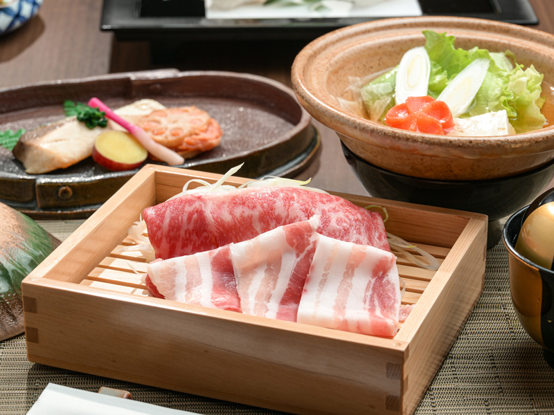 霧島美人の湯　優湯庵 【特選会席】＜朝夕食付：食事処＞お食事と源泉掛け流し天然温泉を楽しむ贅沢プラン―朝夕食付―